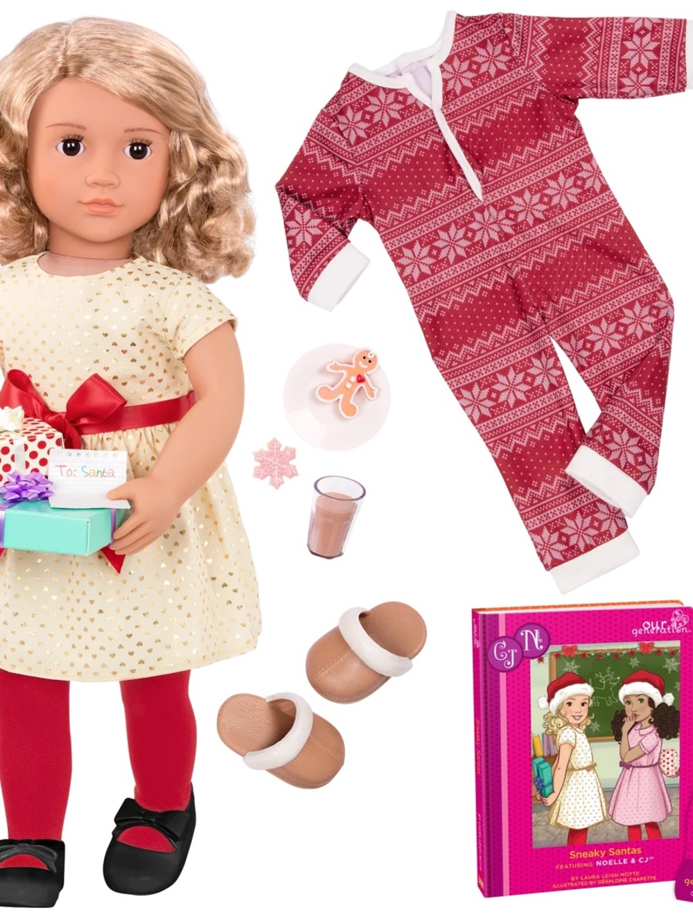 Our Generation Holiday Doll Noelle & Holiday Outfit Set — Cream & Red